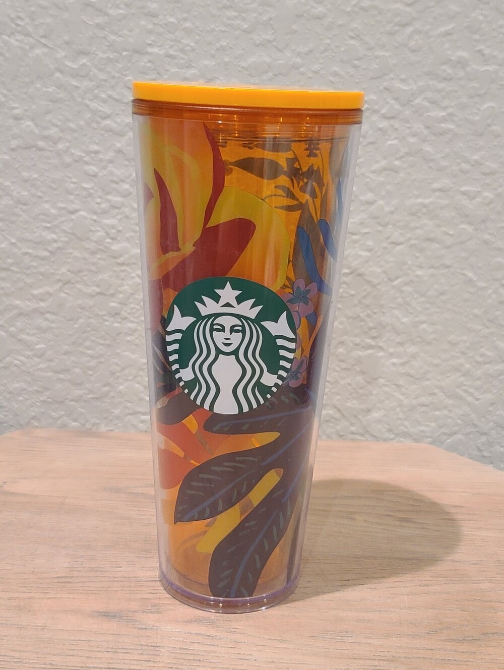 Starbucks Summer 2022 Orange Tropical Floral Double Wall Venti Cold Cup 24 oz